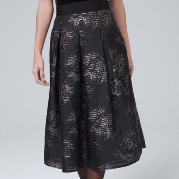 NWOT White House Black Market Metallic Shadow Stripe Full Skirt - Picture 5 of 6